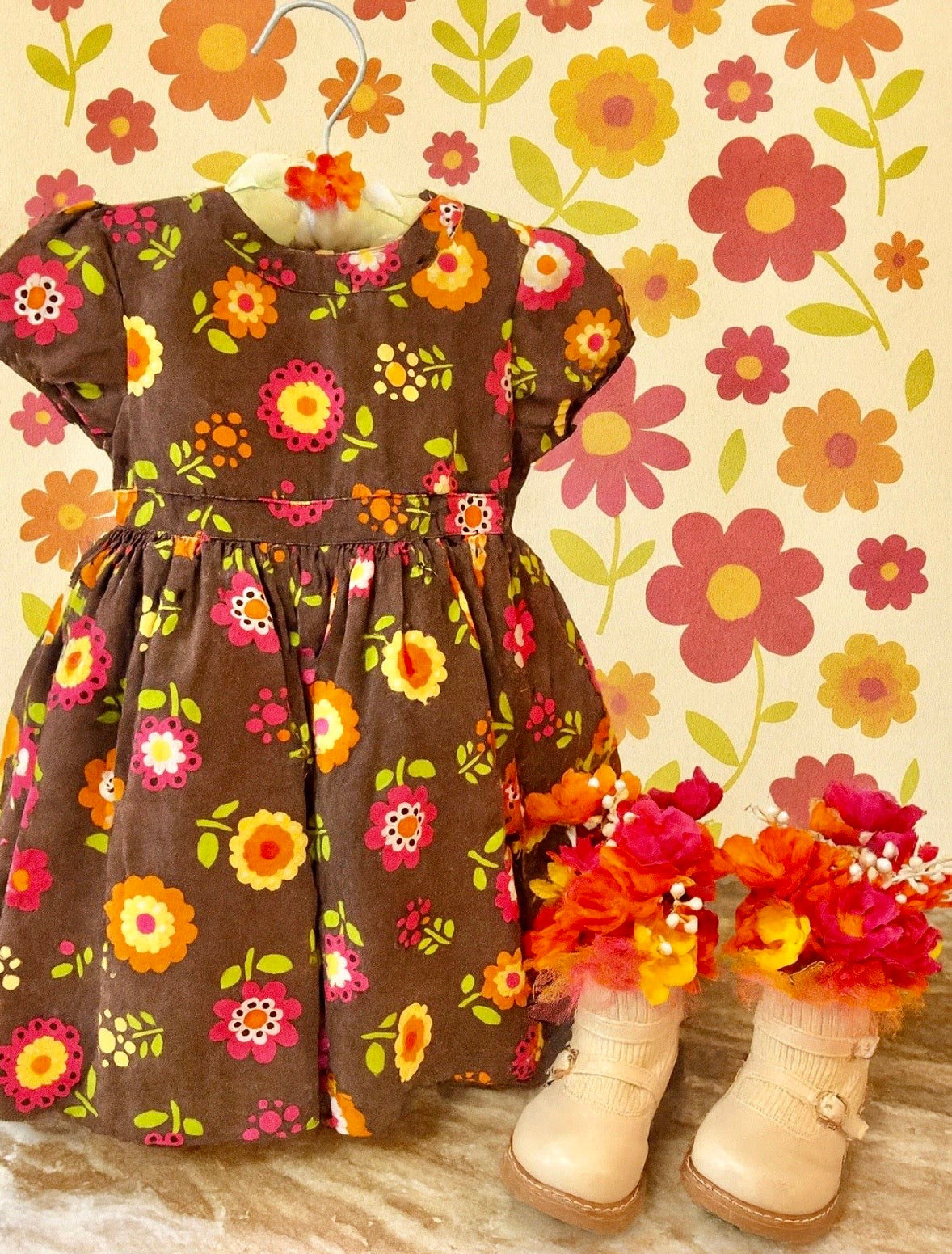 Retro Floral Baby Shower Dress Centerpiece | Wearable Keepsake Outfit