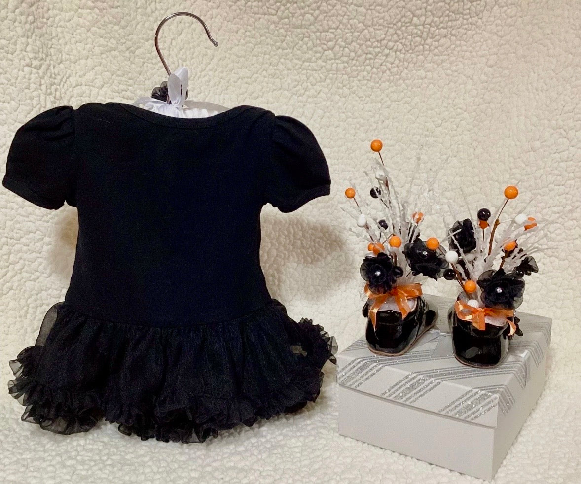 Black Baby Shower Dress Centerpiece | Handcrafted Keepsake Infant Outfit