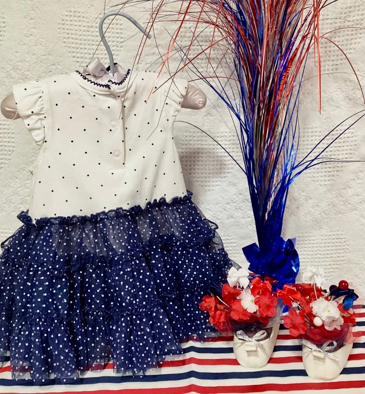 Patriotic Baby Shower Dress Centerpiece | 4th of July Girl Keepsake Outfit