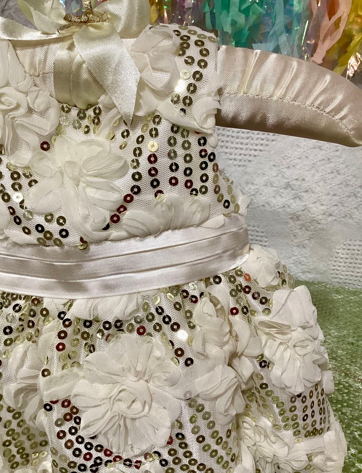 Gold Glam Baby Shower Dress Centerpiece | Girl Birthday Keepsake Outfit