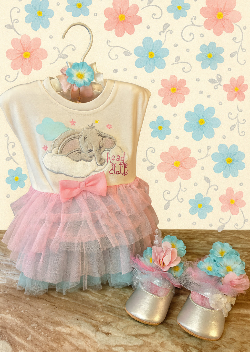 Elephant Baby Shower Dress Centerpiece | Girl Birthday Keepsake Outfit