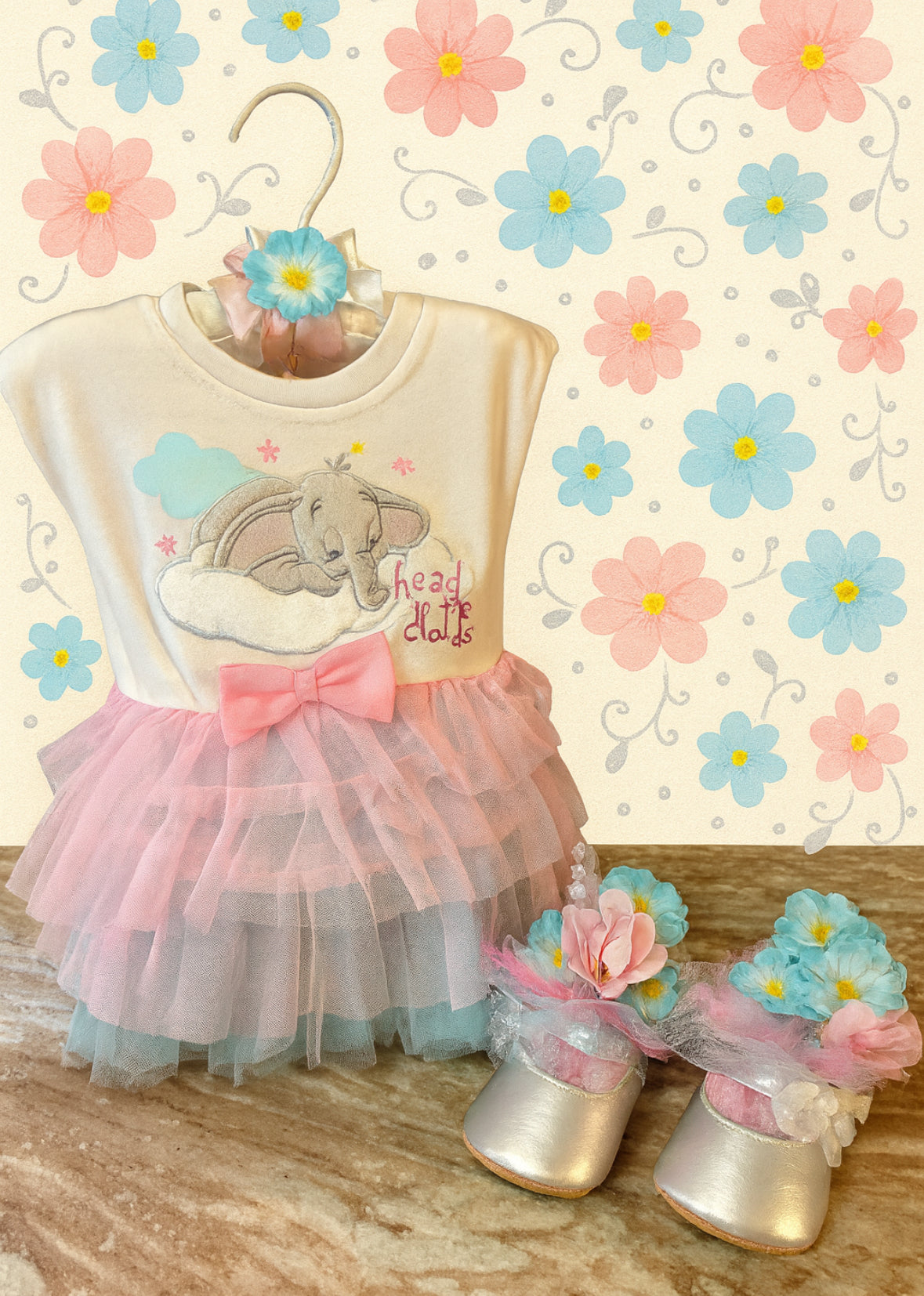Elephant Baby Shower Dress Centerpiece | Girl Birthday Keepsake Outfit