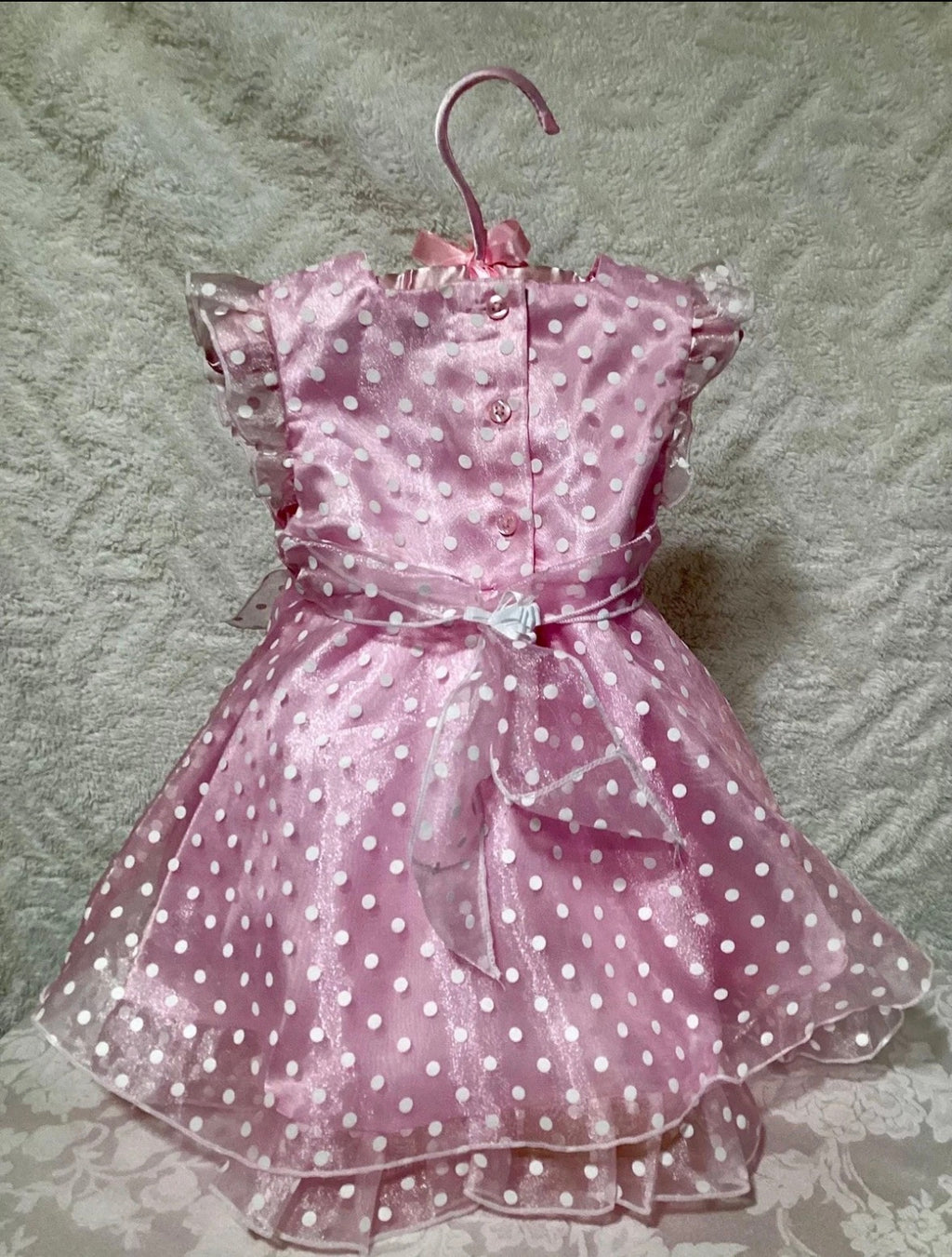 Pink Polka Dot Baby Shower Dress Centerpiece | Handcrafted Keepsake Outfit