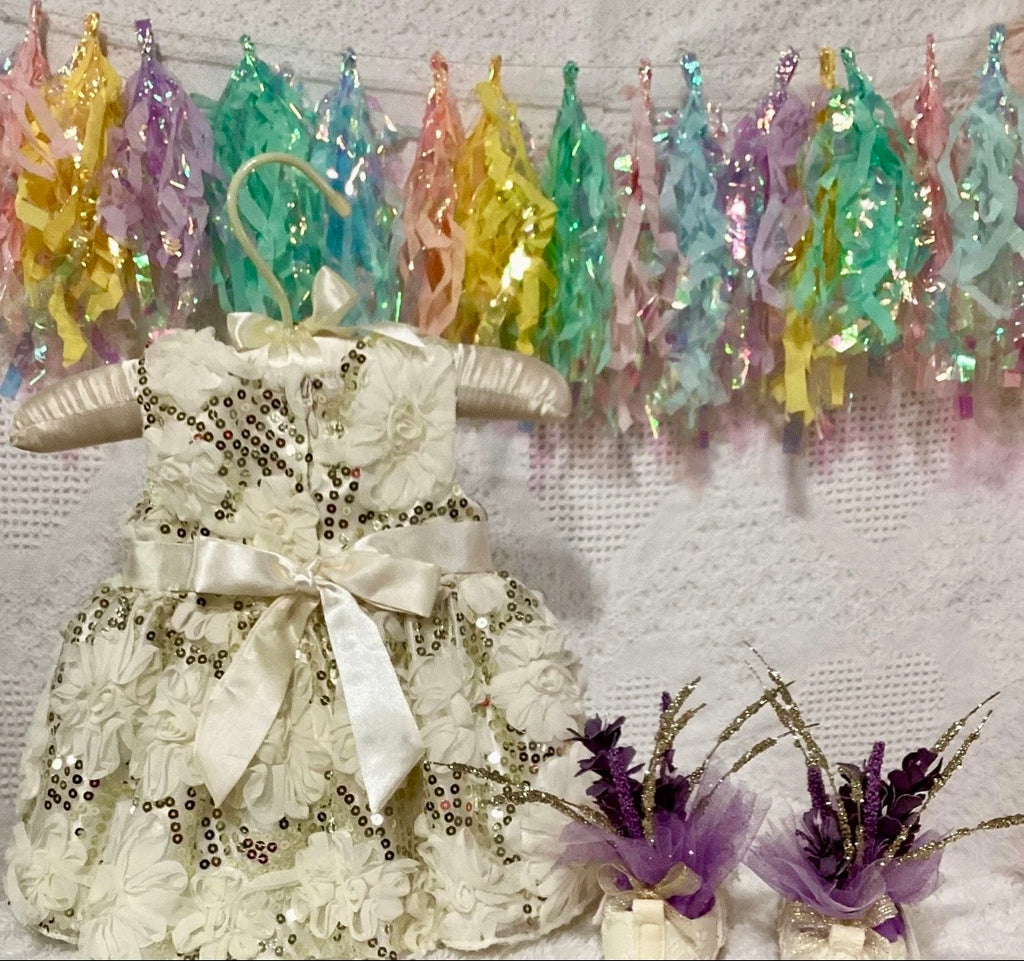 Gold Glam Baby Shower Dress Centerpiece | Girl Birthday Keepsake Outfit