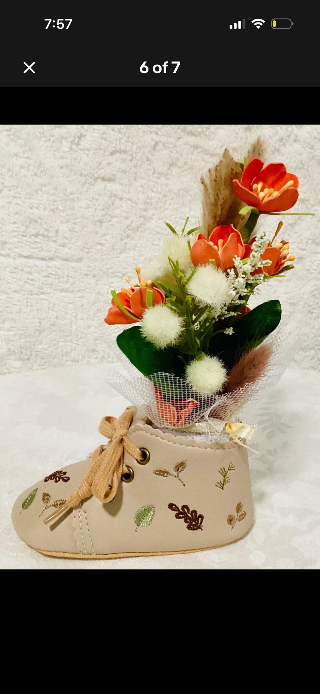 Woodland Baby Shower Dress Centerpiece | Fawn Girl Keepsake Shoe Set