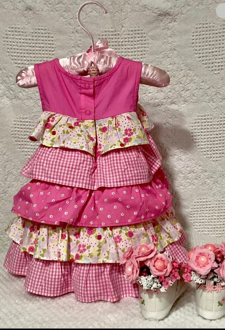 Pink Floral Baby Shower Dress Centerpiece | Girl Birthday Keepsake Outfit