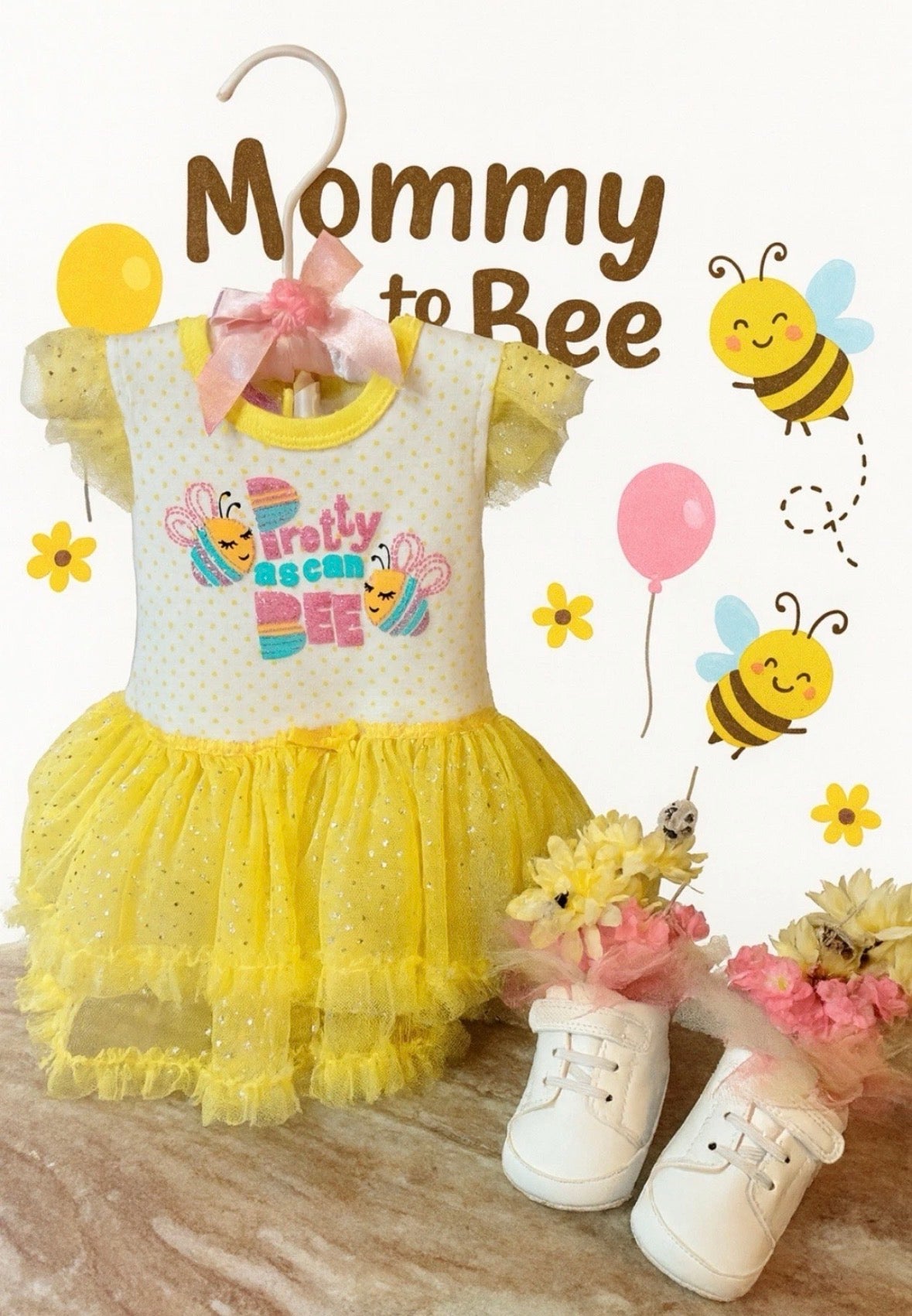 Bee Baby Shower Dress Centerpiece | 2-in-1 Infant Keepsake Outfit Set