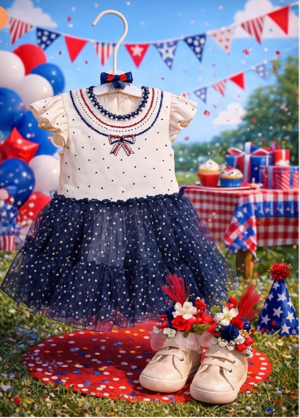 Patriotic Baby Shower Dress Centerpiece | 4th of July Girl Keepsake Outfit
