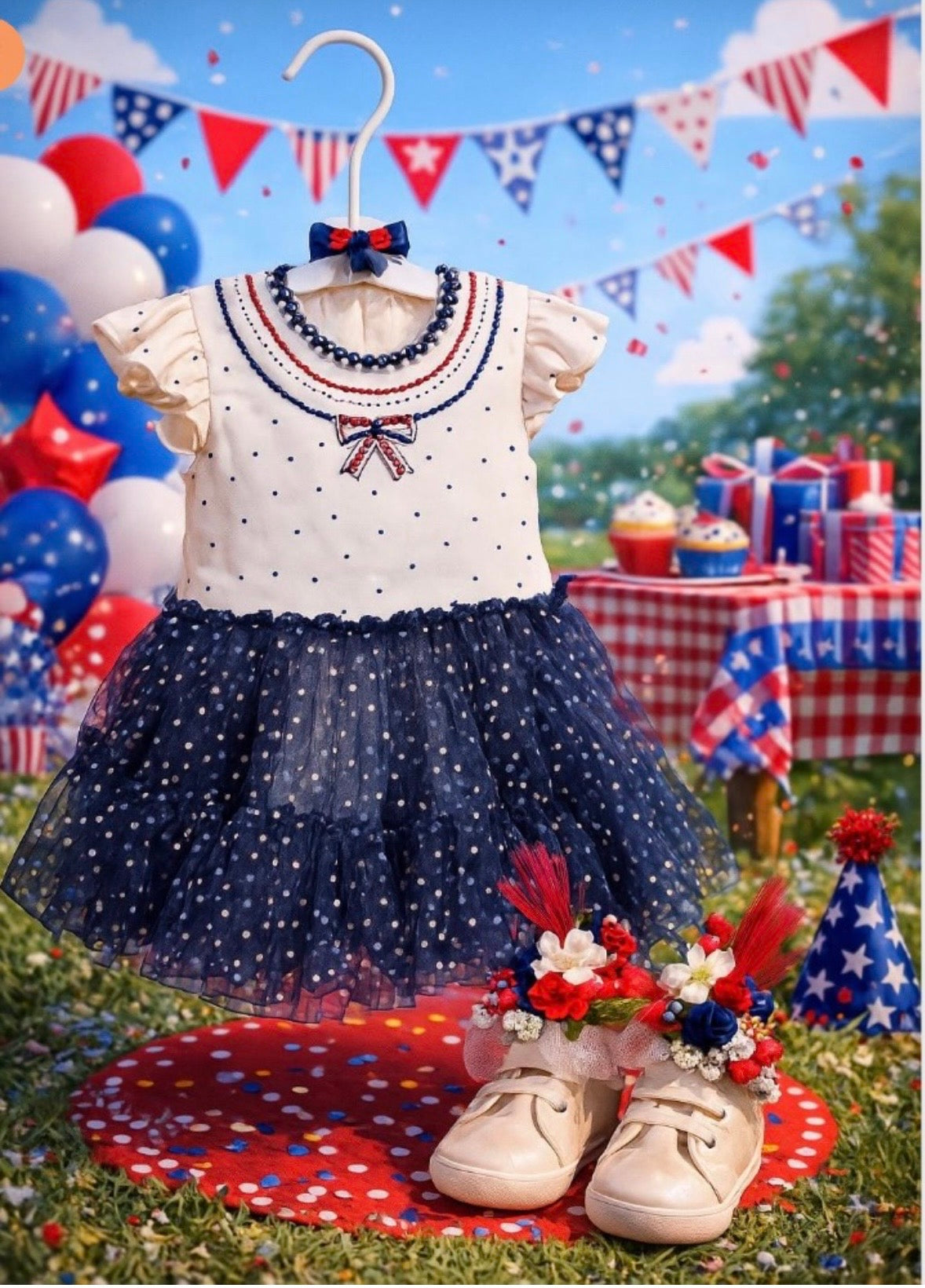 Patriotic Baby Shower Dress Centerpiece | 4th of July Girl Keepsake Outfit