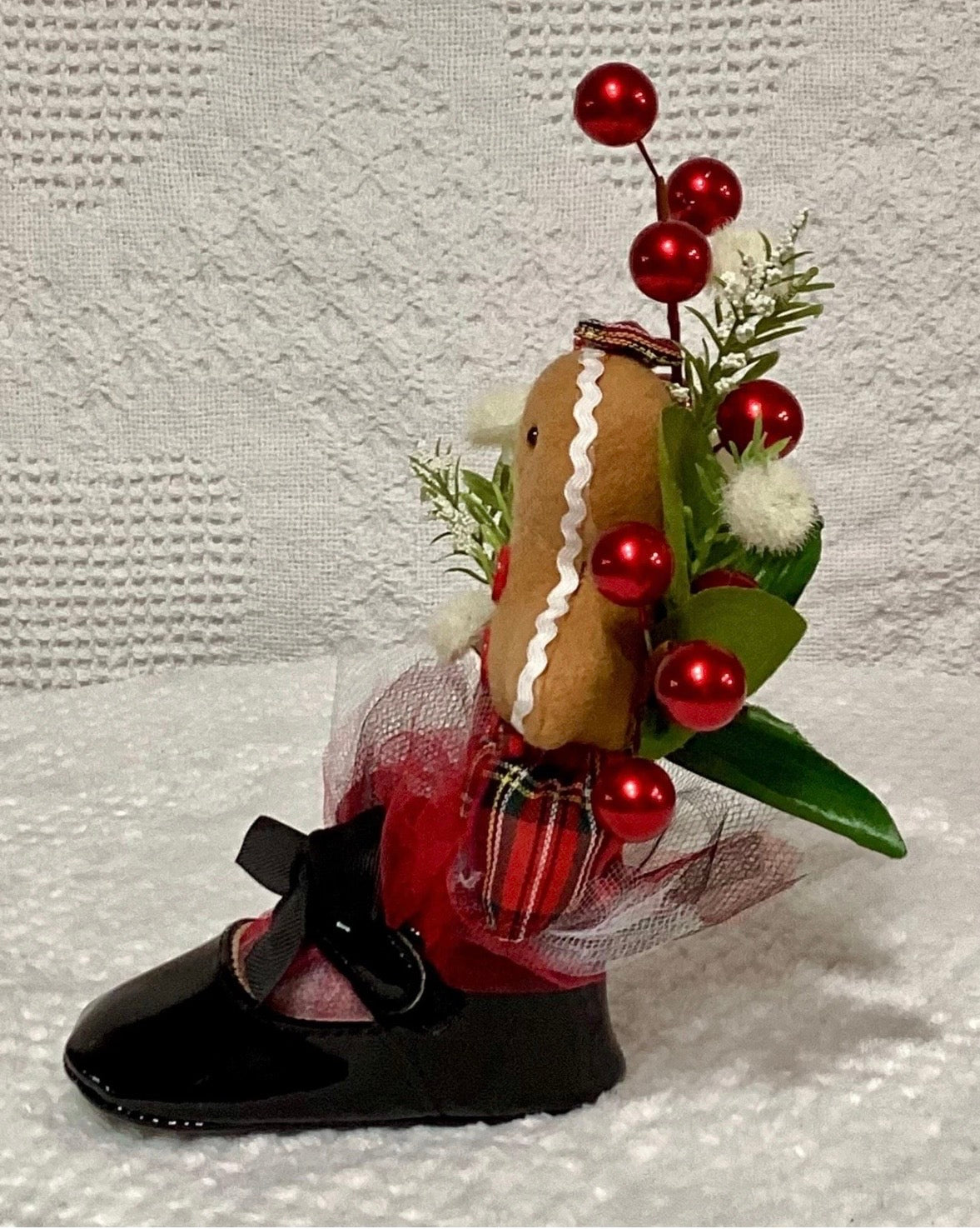 Gingerbread Christmas Baby Shower Dress Centerpiece | Plaid Keepsake Set