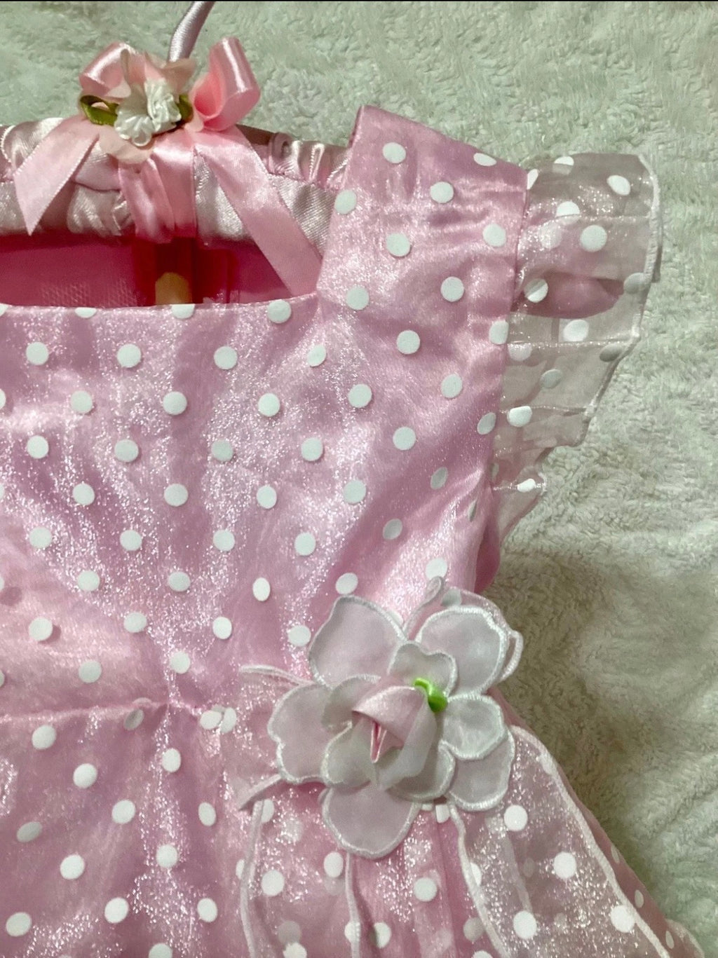 Pink Polka Dot Baby Shower Dress Centerpiece | Handcrafted Keepsake Outfit