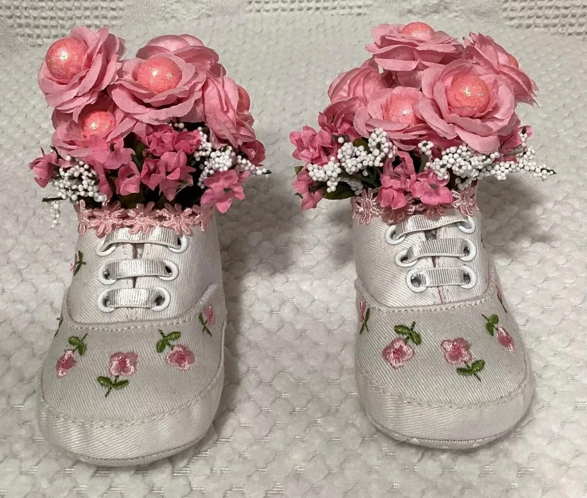 Pink Floral Baby Shower Dress Centerpiece | Girl Birthday Keepsake Outfit