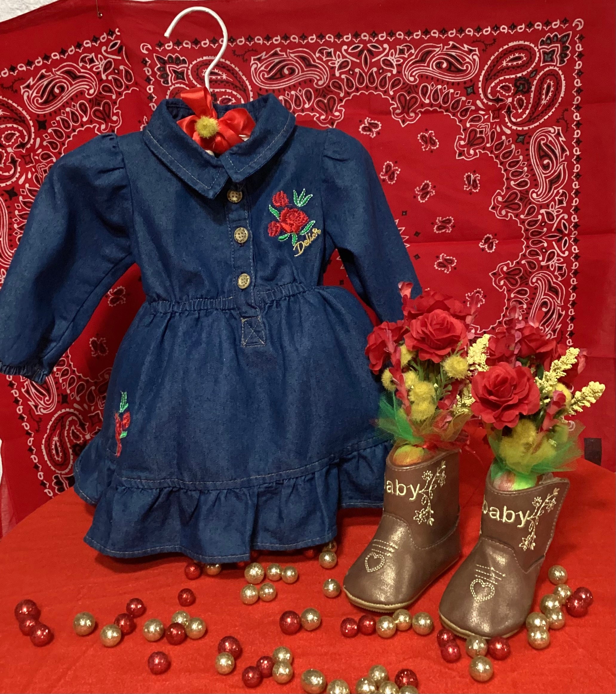 Western Baby Shower Dress Centerpiece | Cowgirl Girl Birthday Keepsake