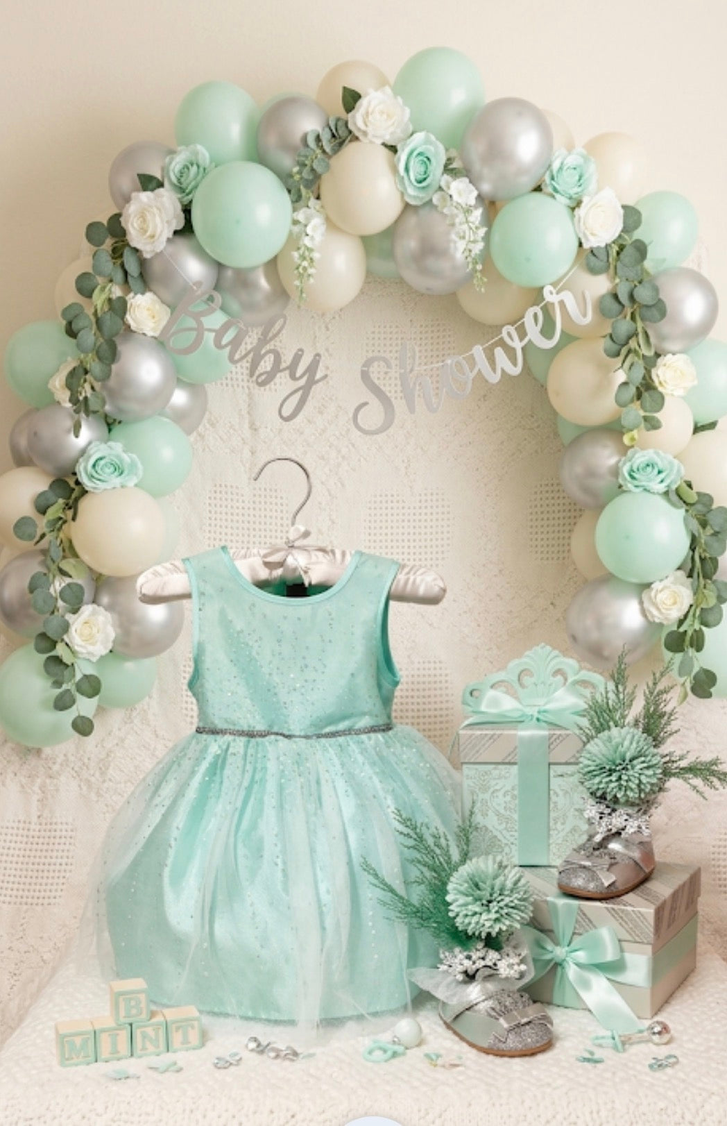Mint Sparkle Tutu Baby Shower Centerpiece | Reusable Keepsake Outfit Set