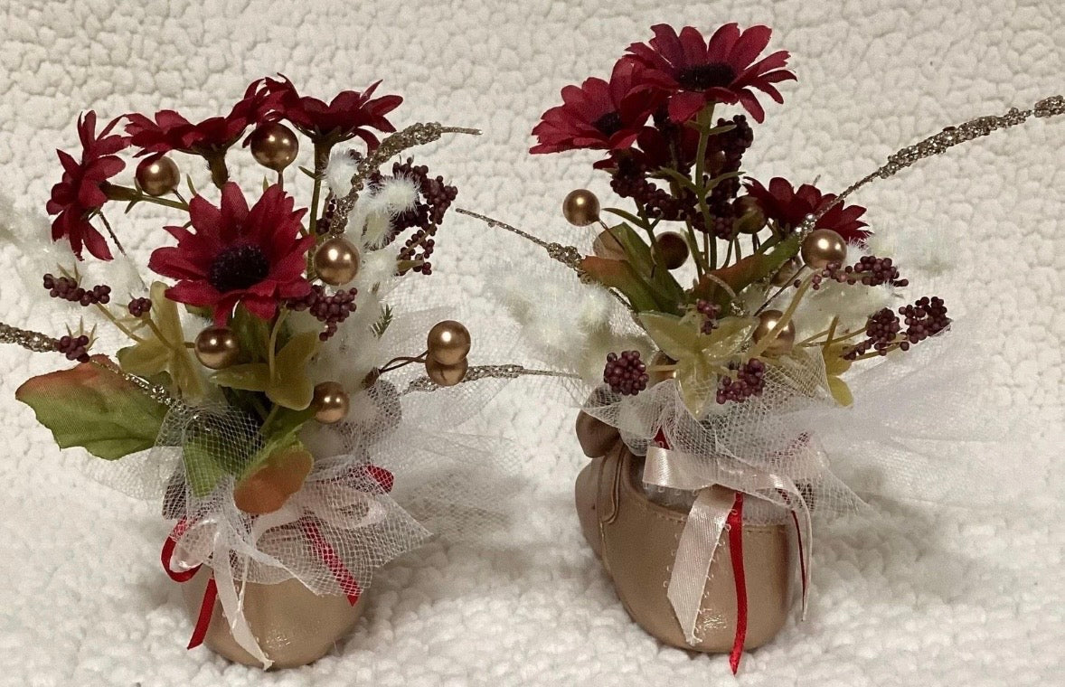 Unique Baby Girl Birthday Dress Centerpiece | Handcrafted Keepsake Shoes
