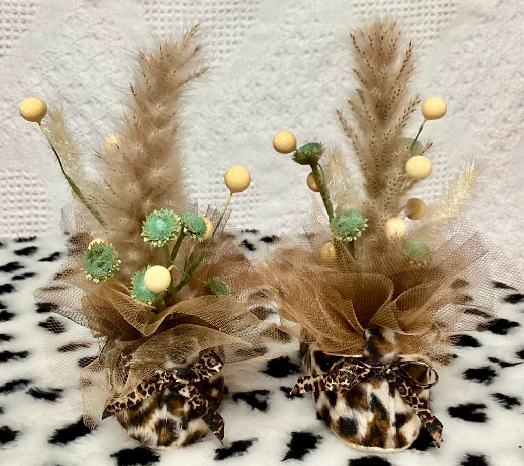 Leopard Print Baby Shower Dress Centerpiece | Wild Keepsake Shoe Set