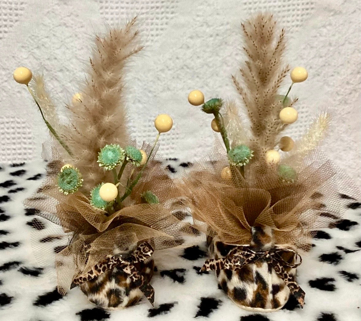 Leopard Print Baby Shower Dress Centerpiece | Wild Keepsake Shoe Set