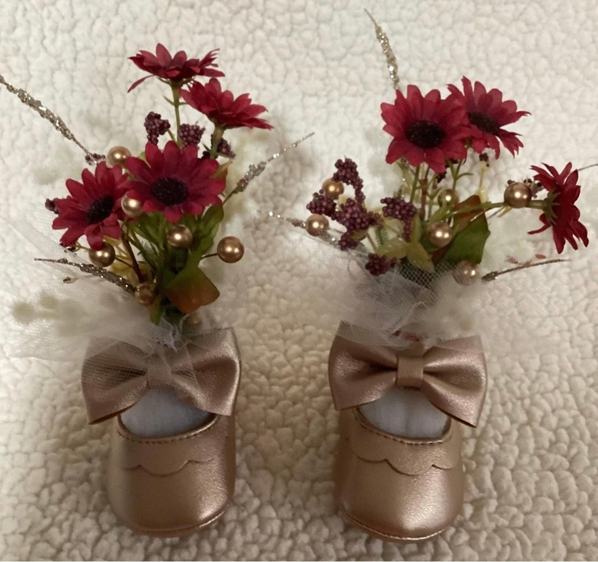 Unique Baby Girl Birthday Dress Centerpiece | Handcrafted Keepsake Shoes