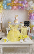 Floral Baby Shower Dress Centerpiece | 2-in-1 Keepsake Set with Stand