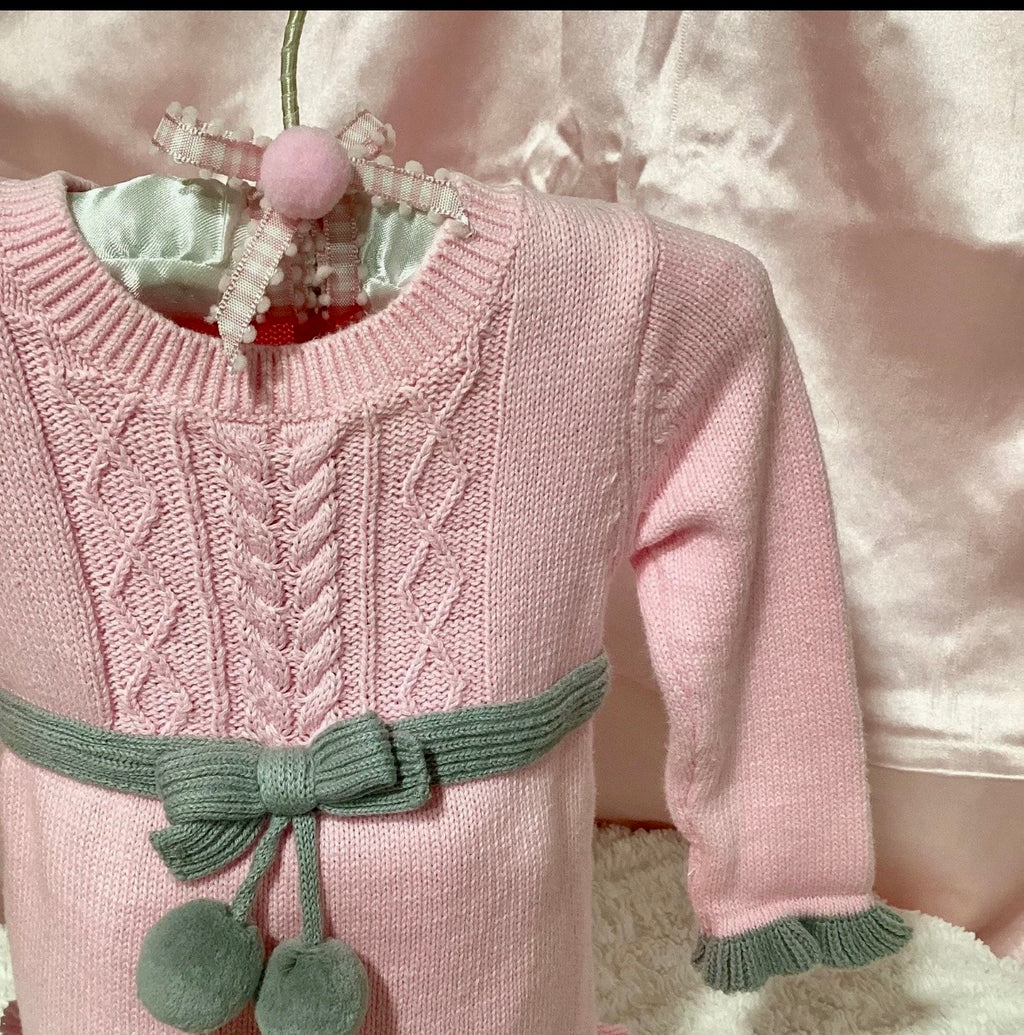 Pink Cable-Knit Baby Shower Centerpiece & Booties | Keepsake Outfit Set