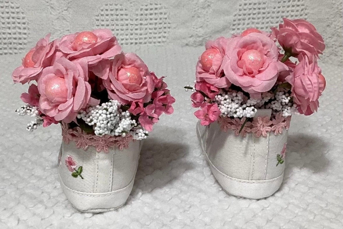 Pink Floral Baby Shower Dress Centerpiece | Girl Birthday Keepsake Outfit