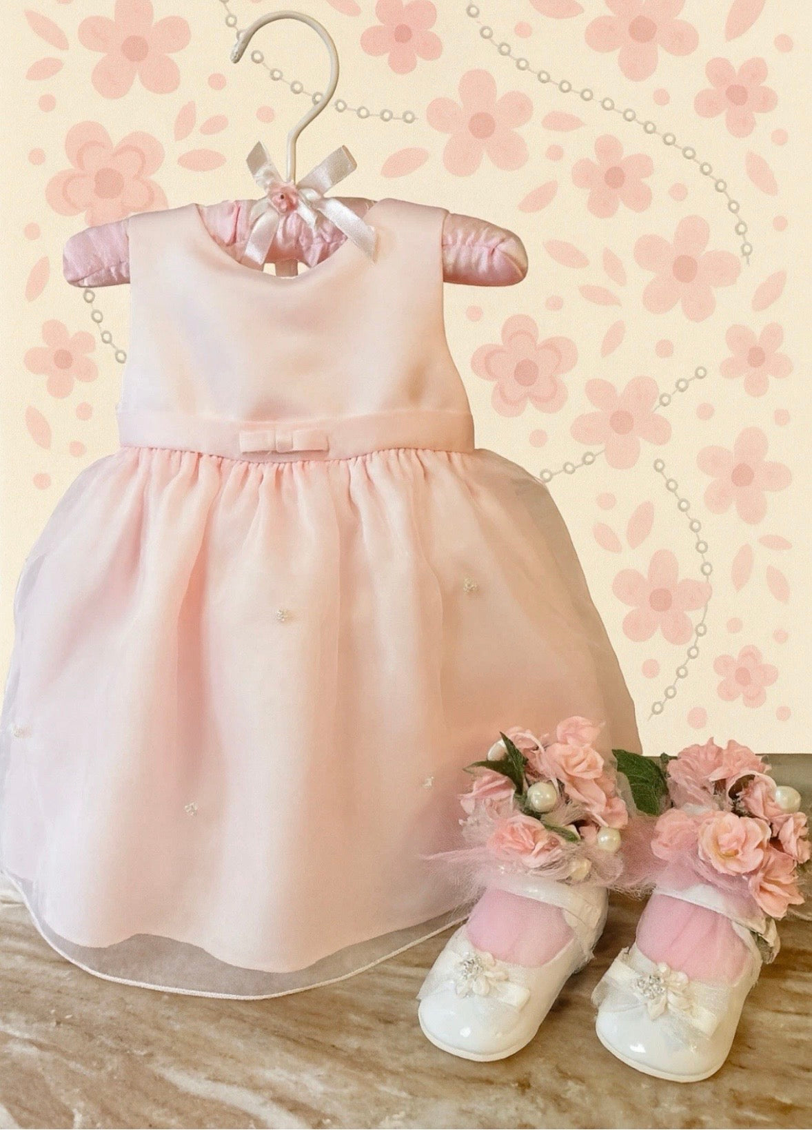 Blush Organza Baby Shower Dress Centerpiece | Reusable Keepsake Outfit