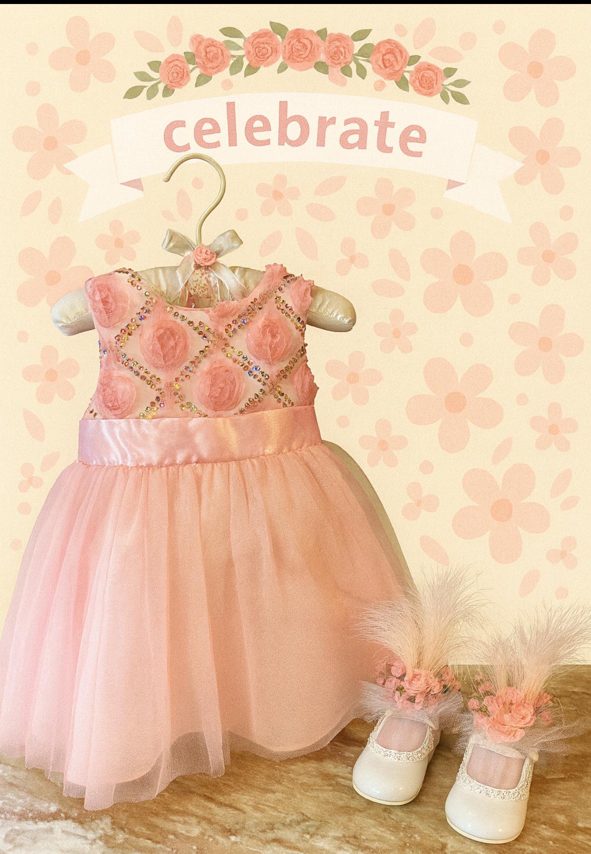 Blush Pink Rosette Tulle Baby Shower Centerpiece | Rhinestone Keepsake