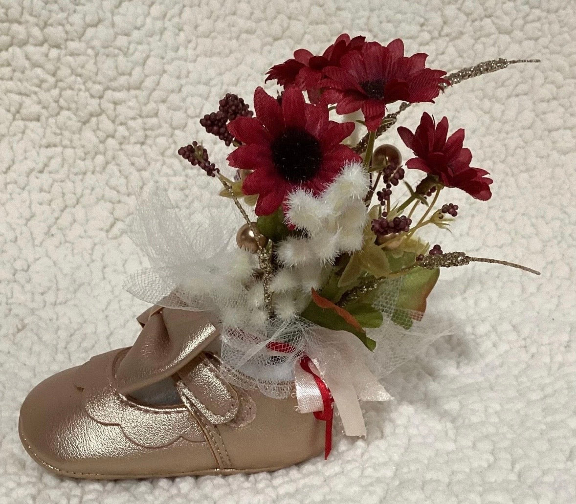 Unique Baby Girl Birthday Dress Centerpiece | Handcrafted Keepsake Shoes