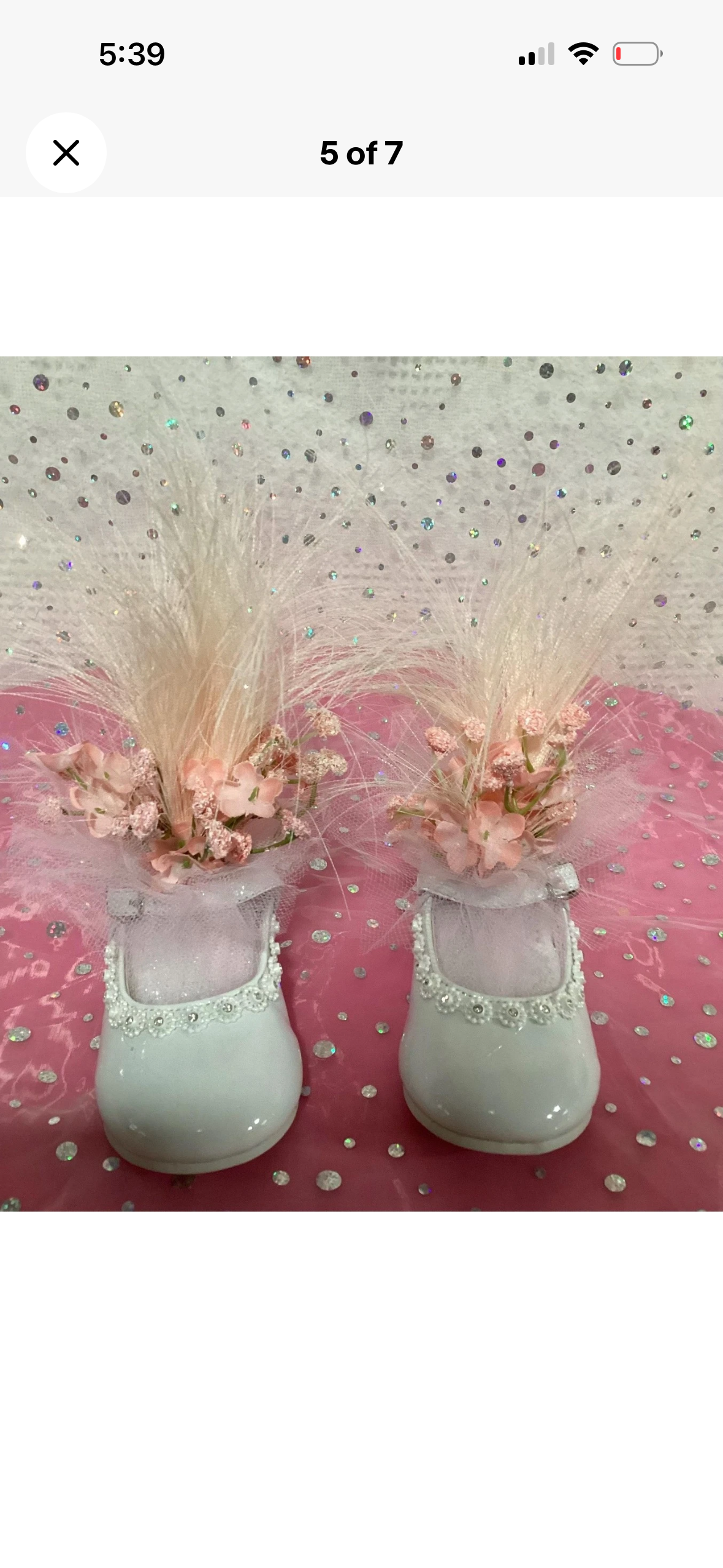 Blush Pink Rosette Tulle Baby Shower Centerpiece | Rhinestone Keepsake