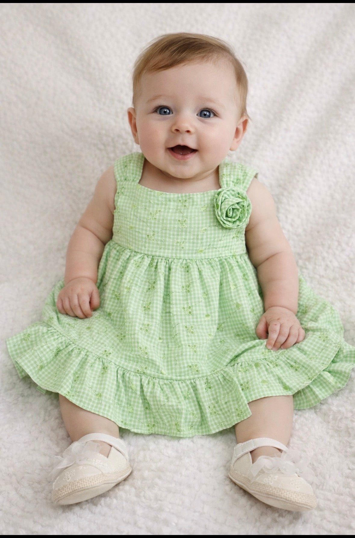 Green Gingham Baby Shower Dress Centerpiece | Handcrafted Keepsake Set