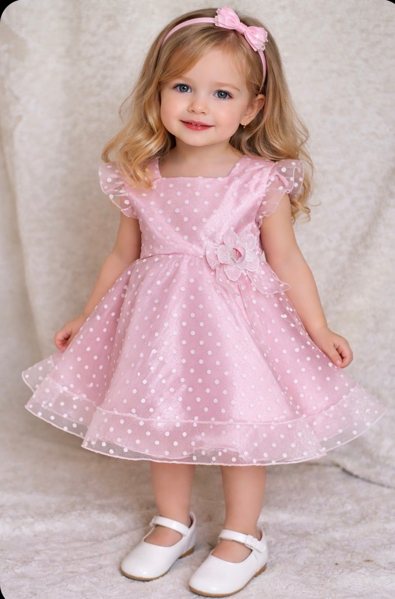 Pink Polka Dot Baby Shower Dress Centerpiece | Handcrafted Keepsake Outfit