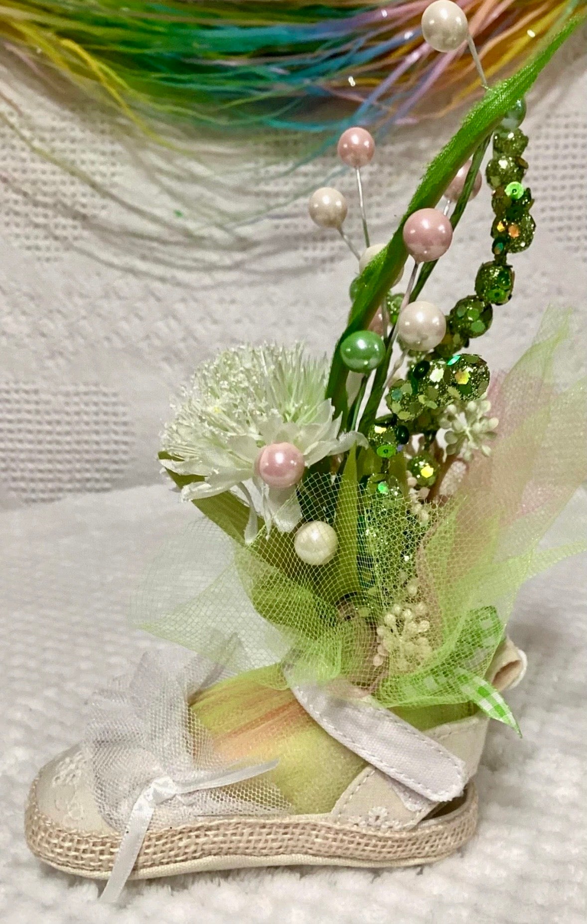 Green Gingham Baby Shower Dress Centerpiece | Handcrafted Keepsake Set