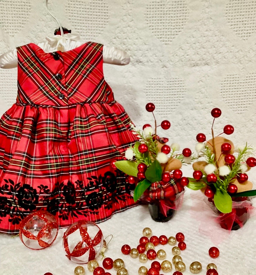 Gingerbread Christmas Baby Shower Dress Centerpiece | Plaid Keepsake Set