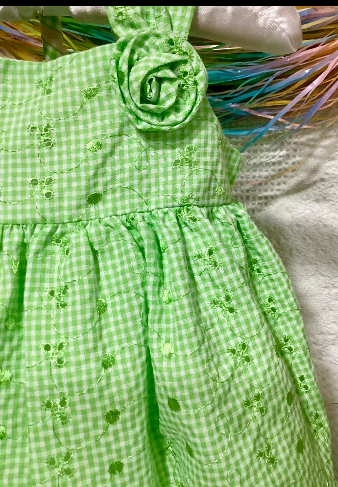 Green Gingham Baby Shower Dress Centerpiece | Handcrafted Keepsake Set