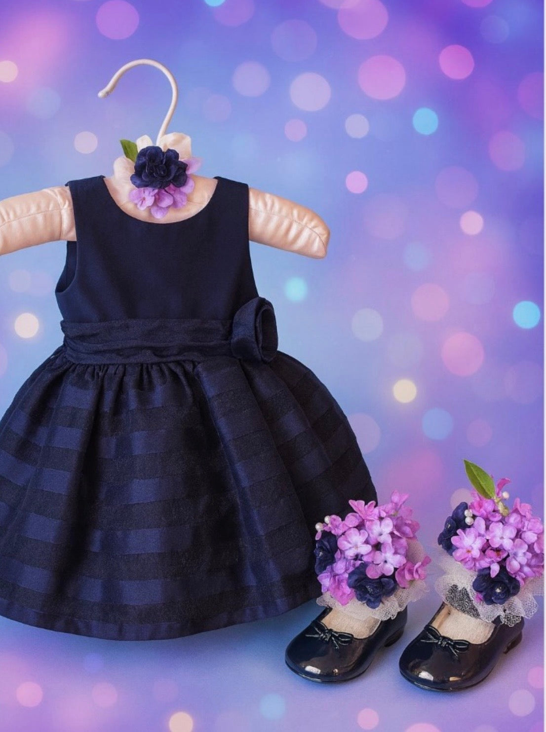 Satin Stripe Baby Shower Dress Centerpiece | Girl Birthday Keepsake Outfit