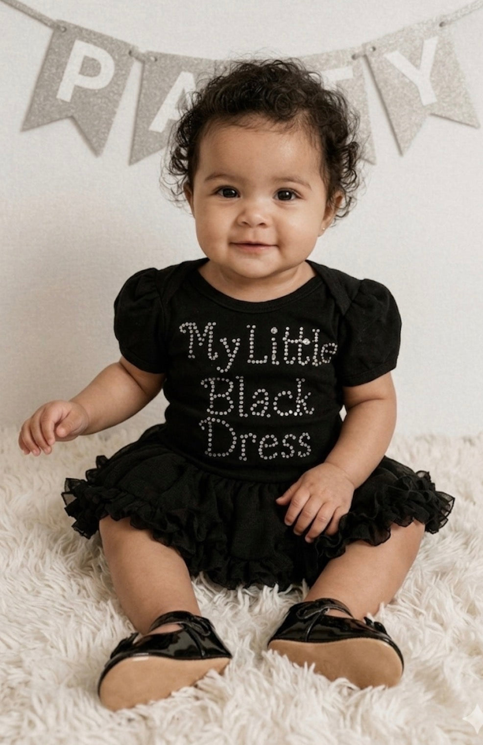 Black Baby Shower Dress Centerpiece | Handcrafted Keepsake Infant Outfit