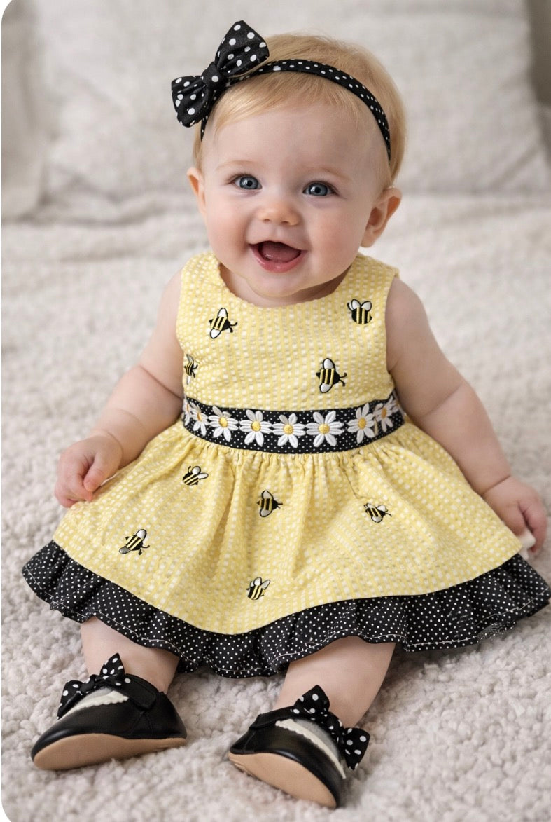 Bee Theme Baby Shower Dress Centerpiece | Girl Birthday Keepsake Outfit